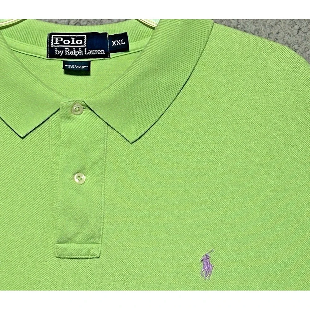 Polo‎ Ralph Lauren Polo Shirt 2XL Short Sleeve Green Apple Academia Golf Preppy